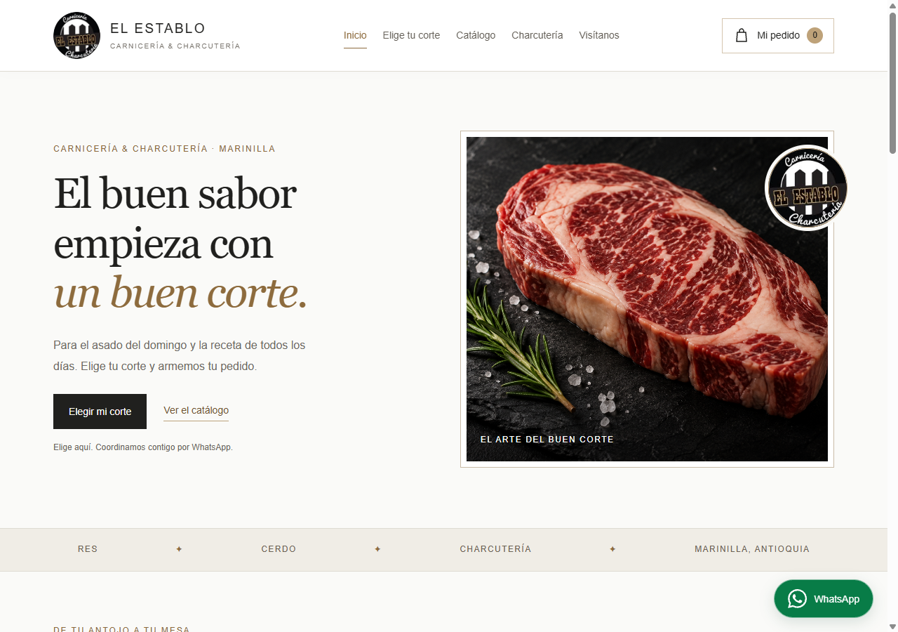 Propuesta web para la carnicería y charcutería El Establo Marinilla